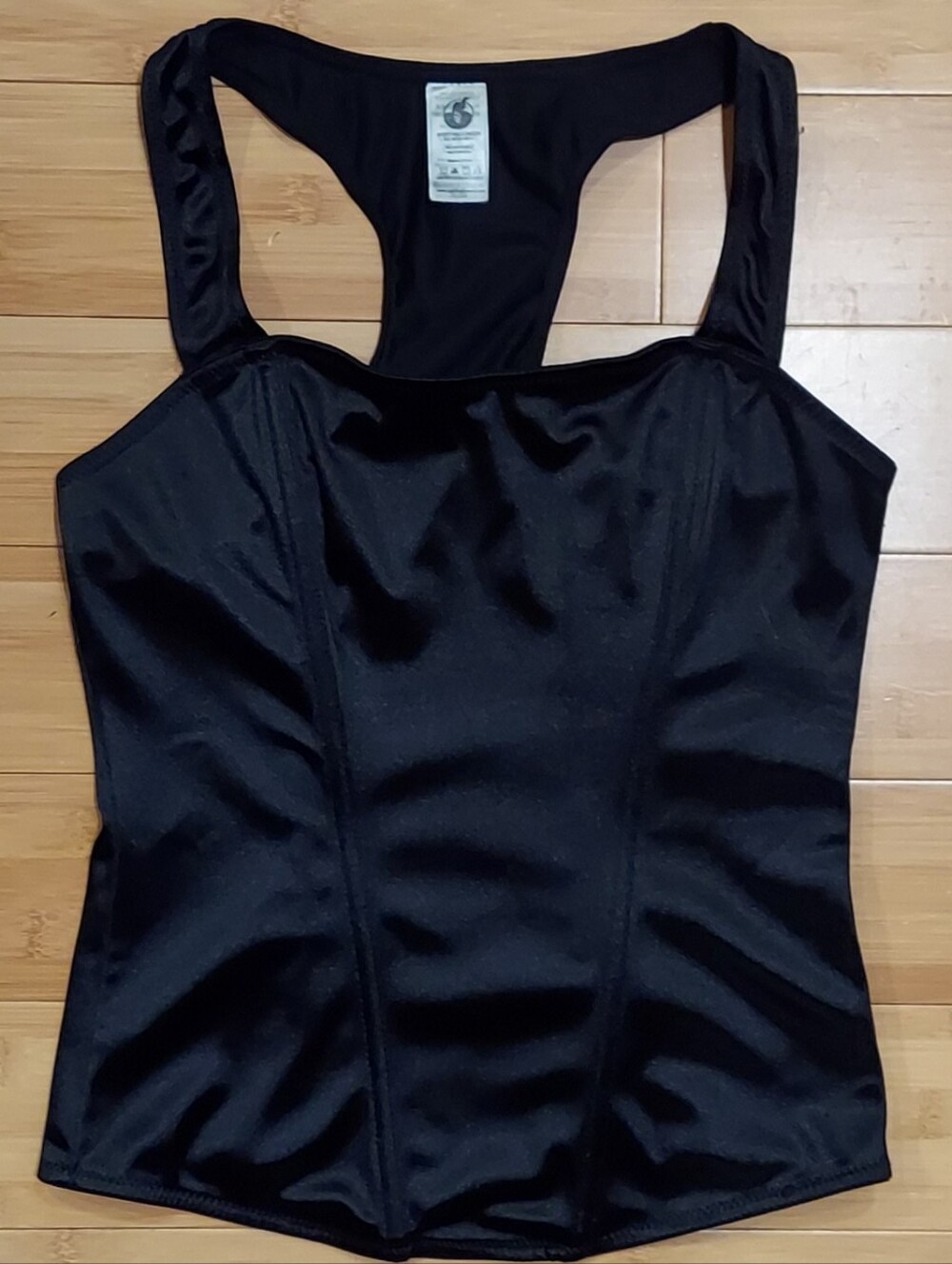 Spirit Halloween Black Satin Racerback Corset Top Size Medium